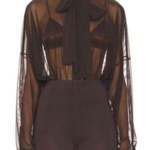 Revolve Norma Kamal Super Oversized Boyfriend Neck Shirt Bodysuit